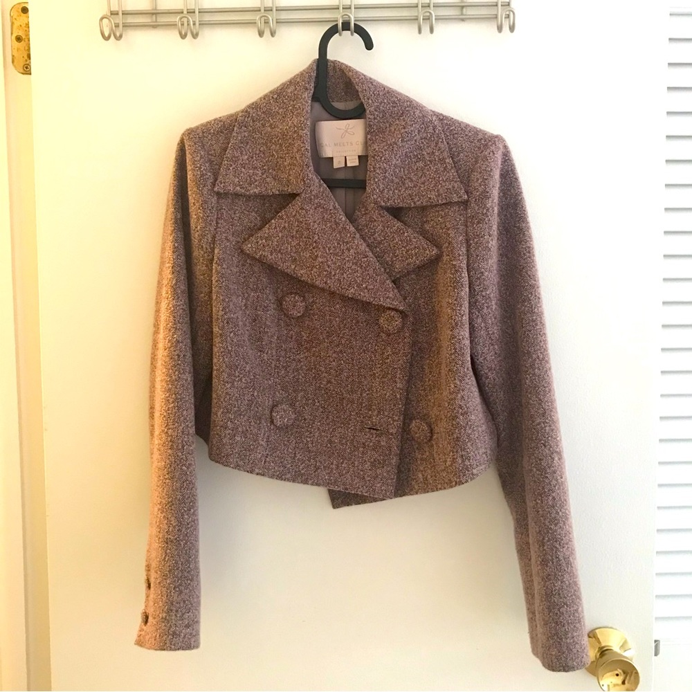 Gal Meets Glam cropped lilac pea coat